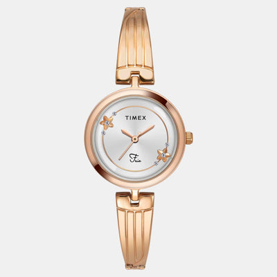 Fria Women Quartz Silver Dial Analog Brass Watch TWEL19802