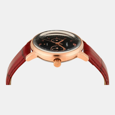 Fashion Women Quartz Black Dial Multi-Function Leather Watch TWEL20300