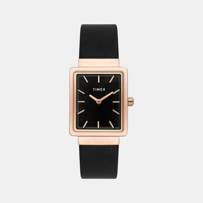 Fashion Women Quartz Black Dial Analog Leather Watch TWEL20701