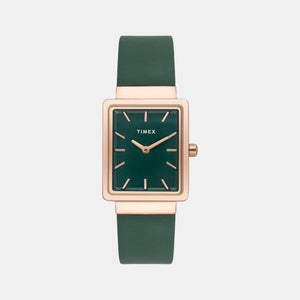 Fashion Women Quartz Green Dial Analog Leather Watch TWEL20702
