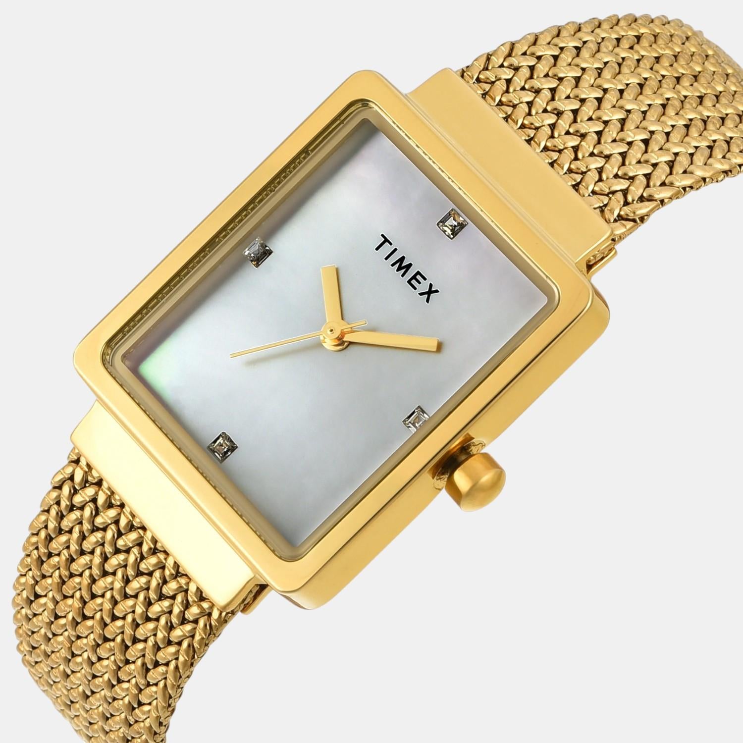 Fashion Women Quartz Mother Of Pearl Dial Analog Stainless Steel Watch TWEL20703
