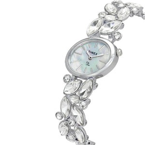 Timex Fria Mother of Pearl White Oval Dial Analog Women's Watch 26mm TWEL20900