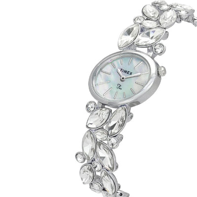 Timex Fria Mother of Pearl White Oval Dial Analog Women's Watch 26mm TWEL20900