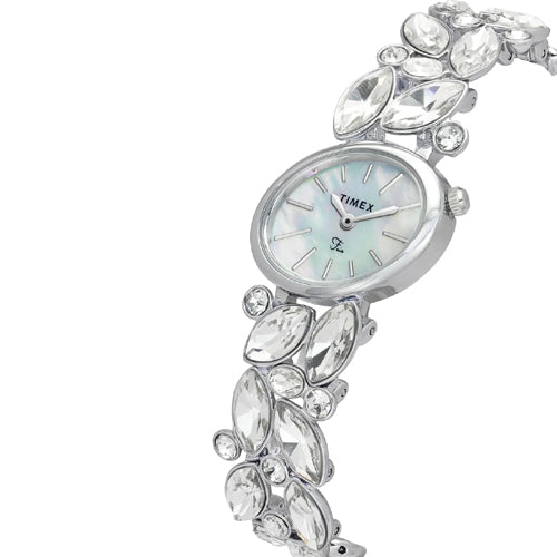 Timex Fria Mother of Pearl White Oval Dial Analog Women's Watch 26mm TWEL20900