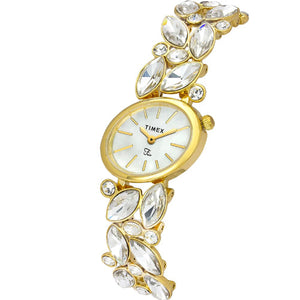Timex Fria Mother of Pearl White Oval Dial Analog Women's Watch 26mm TWEL20901