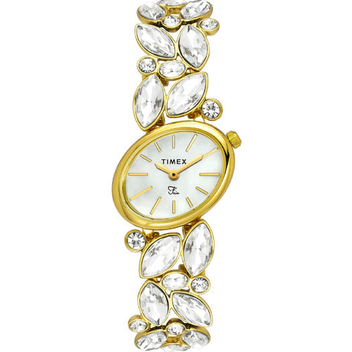 Timex Fria Mother of Pearl White Oval Dial Analog Women's Watch 26mm TWEL20901