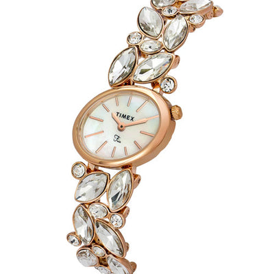 Timex Fria Mother of Pearl White Oval Dial Analog Women's Watch 26mm TWEL20902