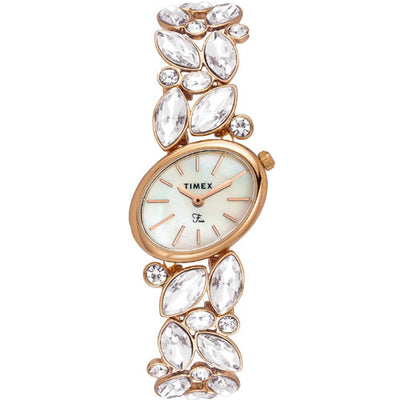 Timex Fria Mother of Pearl White Oval Dial Analog Women's Watch 26mm TWEL20902