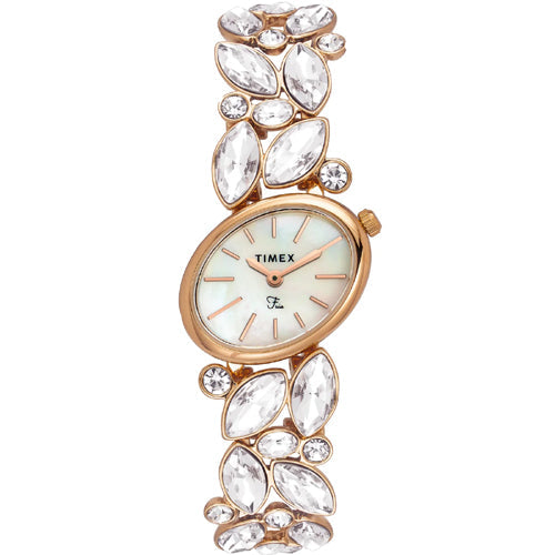 Timex Fria Mother of Pearl White Oval Dial Analog Women's Watch 26mm TWEL20902