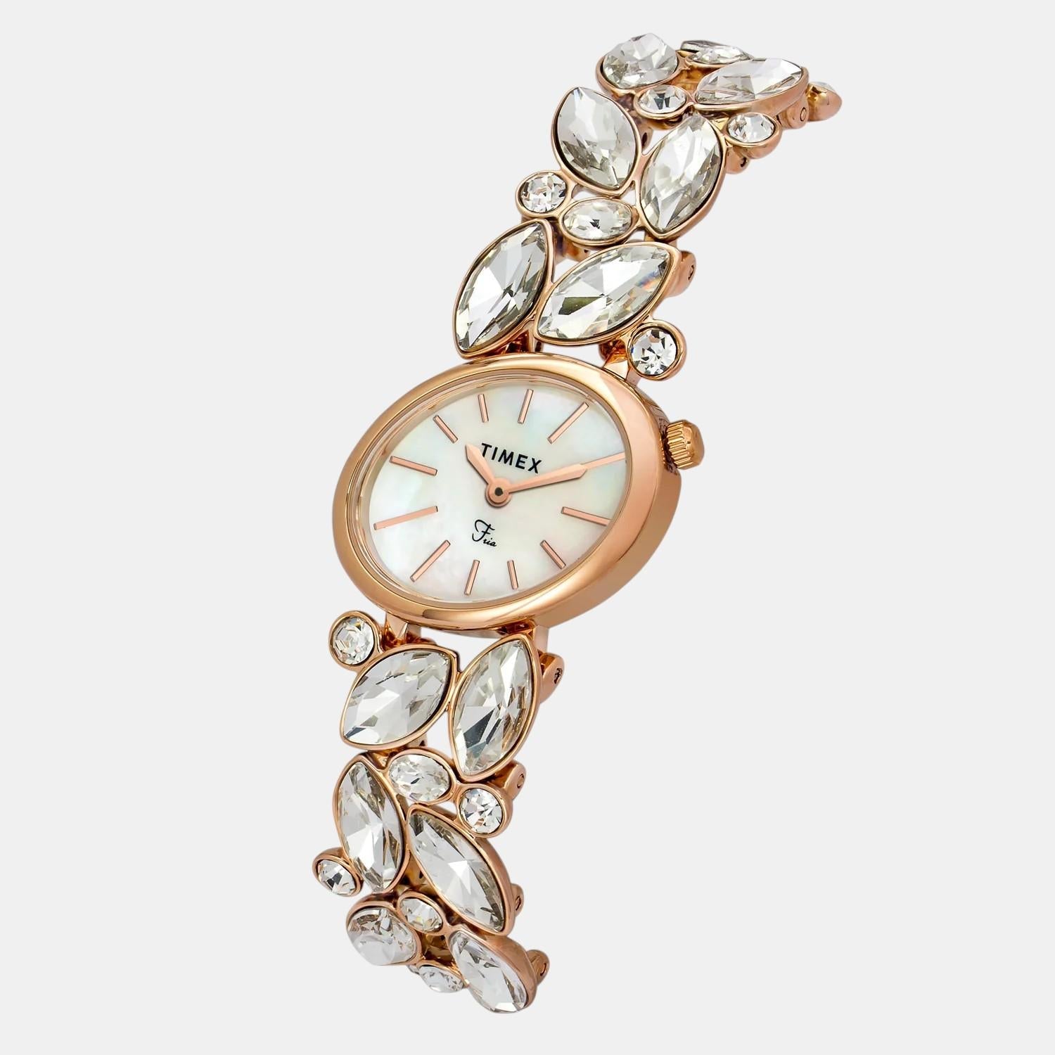 Fria Women Quartz Mother Of Pearl Dial Analog Brass Watch TWEL20902