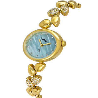 Timex Fria Mother of Pearl Blue Oval Dial Analog Women's Watch 26mm TWEL21301