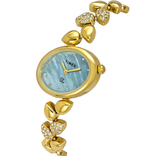 Timex Fria Mother of Pearl Blue Oval Dial Analog Women's Watch 26mm TWEL21301