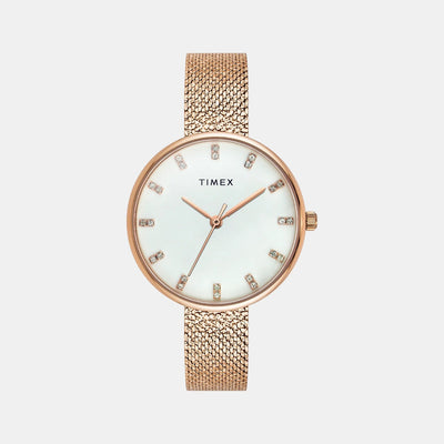Fashion Women Quartz White Dial Analog Stainless Steel Watch TWEL21502