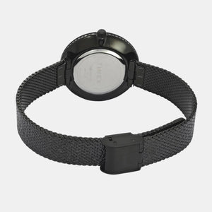 Fashion Women Quartz Black Dial Analog Stainless Steel Watch TWEL21503