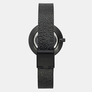 Fashion Women Quartz Black Dial Analog Stainless Steel Watch TWEL21503