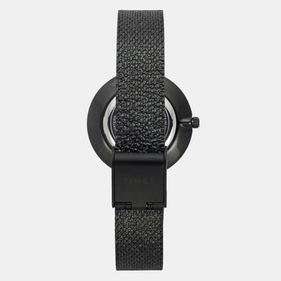 Fashion Women Quartz Black Dial Analog Stainless Steel Watch TWEL21503