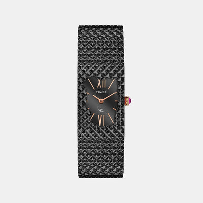 Fria Women Quartz Black Dial Analog Stainless Steel Watch TWEL77708