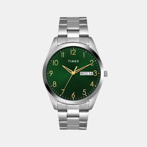 Fashion Men Quartz Green Dial Analog Stainless Steel Watch TWTG10421