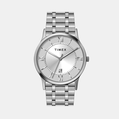 Fashion Men Quartz Silver Dial Analog Stainless Steel Watch TWTG10516
