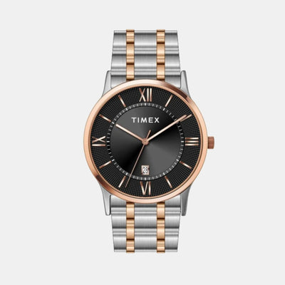 Fashion Men Quartz Black Dial Analog Stainless Steel Watch TWTG10518