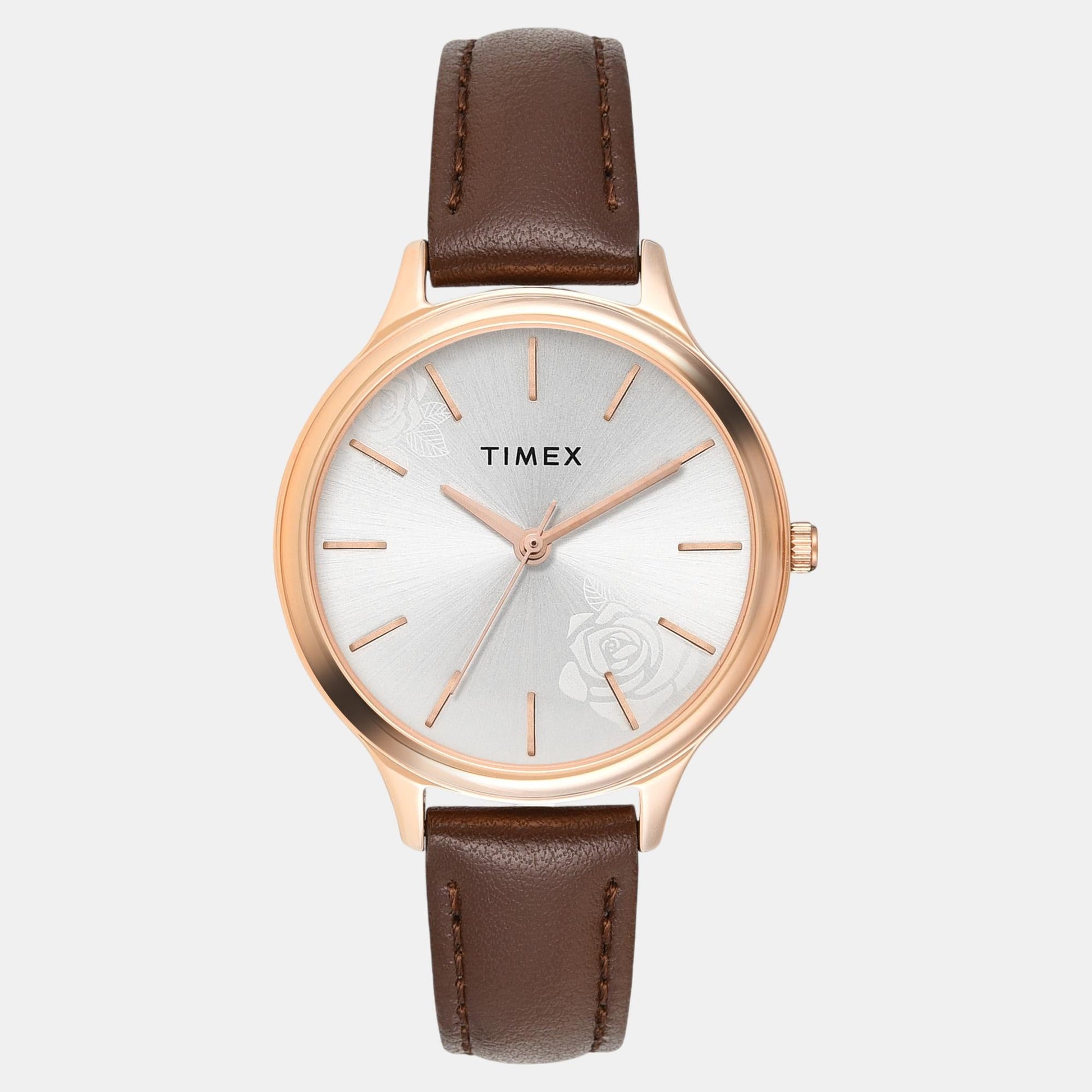 Fashion Women Quartz Silver Dial Analog Leather Watch TWTL12105