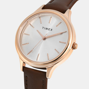Fashion Women Quartz Silver Dial Analog Leather Watch TWTL12105