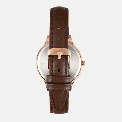Fashion Women Quartz Silver Dial Analog Leather Watch TWTL12105