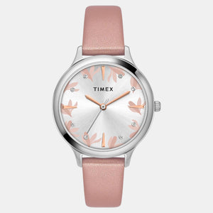 Classics Women Quartz Silver Dial Analog Leather Watch TWTL12107