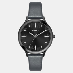 Classics Women Quartz Black Dial Analog Leather Watch TWTL12109