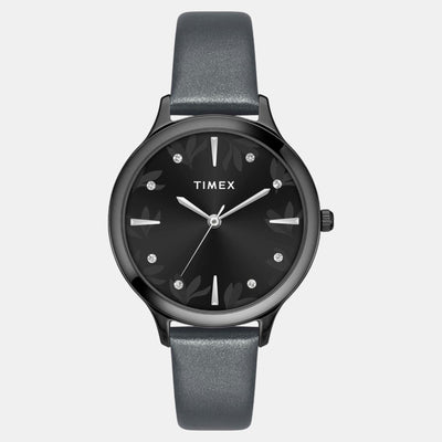 Classics Women Quartz Black Dial Analog Leather Watch TWTL12109