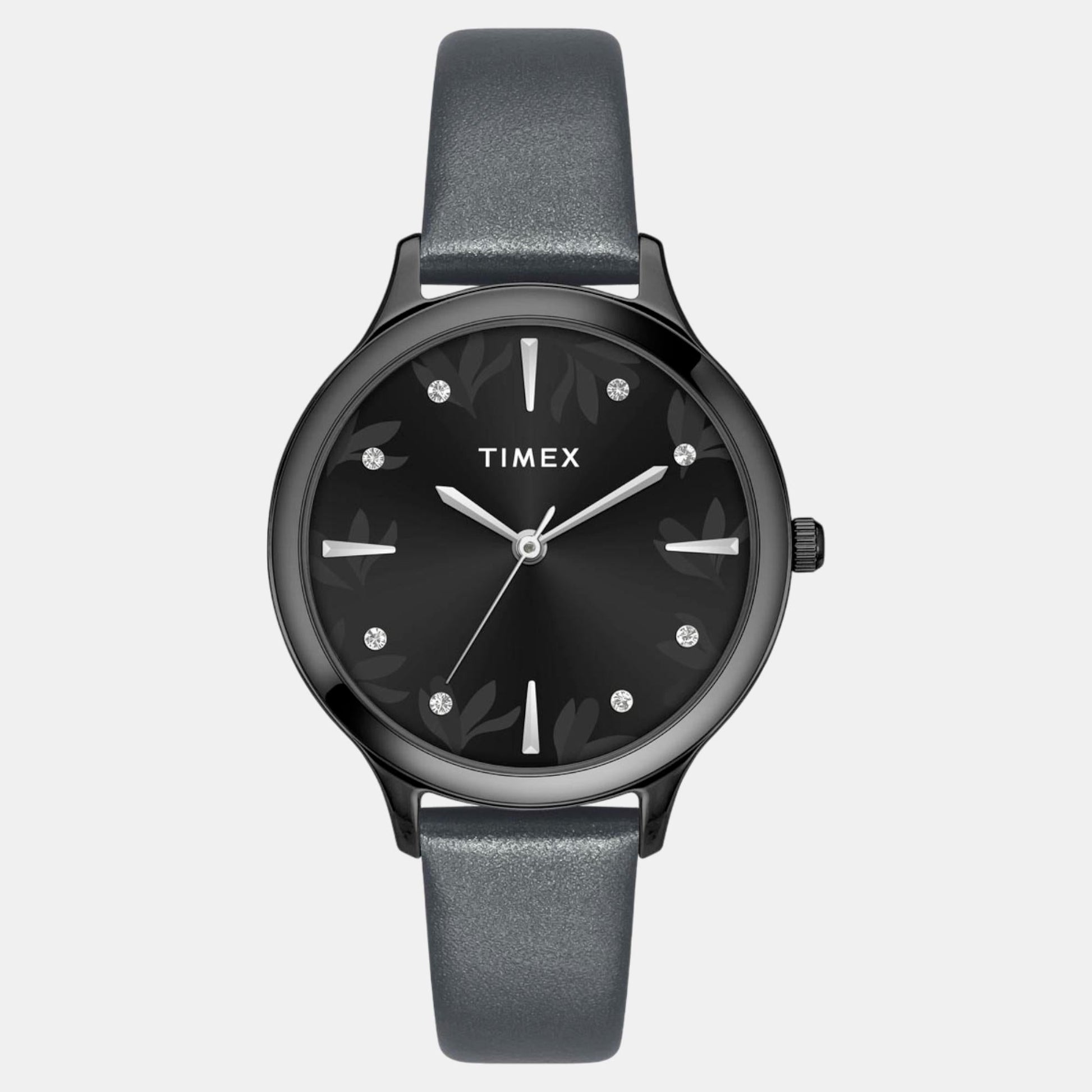 Classics Women Quartz Black Dial Analog Leather Watch TWTL12109