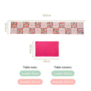 Set Of 7 Embroidered Vibrant Table Mats And Runner Set