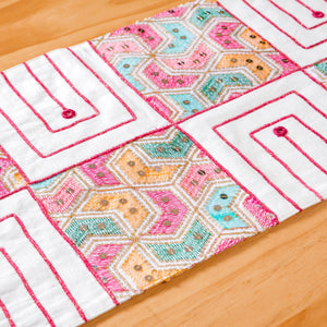 Set Of 7 Embroidered Vibrant Table Mats And Runner Set