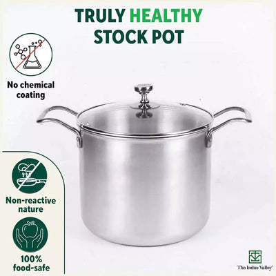 TurboCuk Tri-ply Stainless Steel Tall Biryani Pot/Casserole+ Glass Lid, Premium Quality, 3 Layer Thick Body, 100% Toxin-free, Non-stick, Induction & Gas, 6.5L