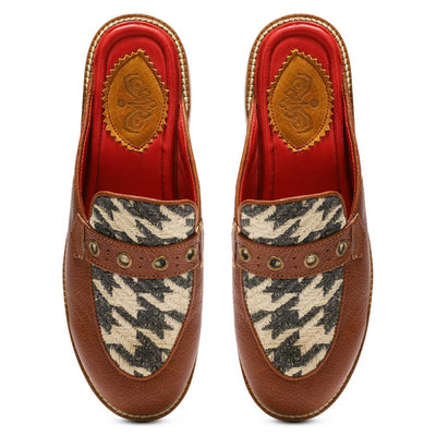 Tan Houndstooth Mule_ for Women (discontinued)