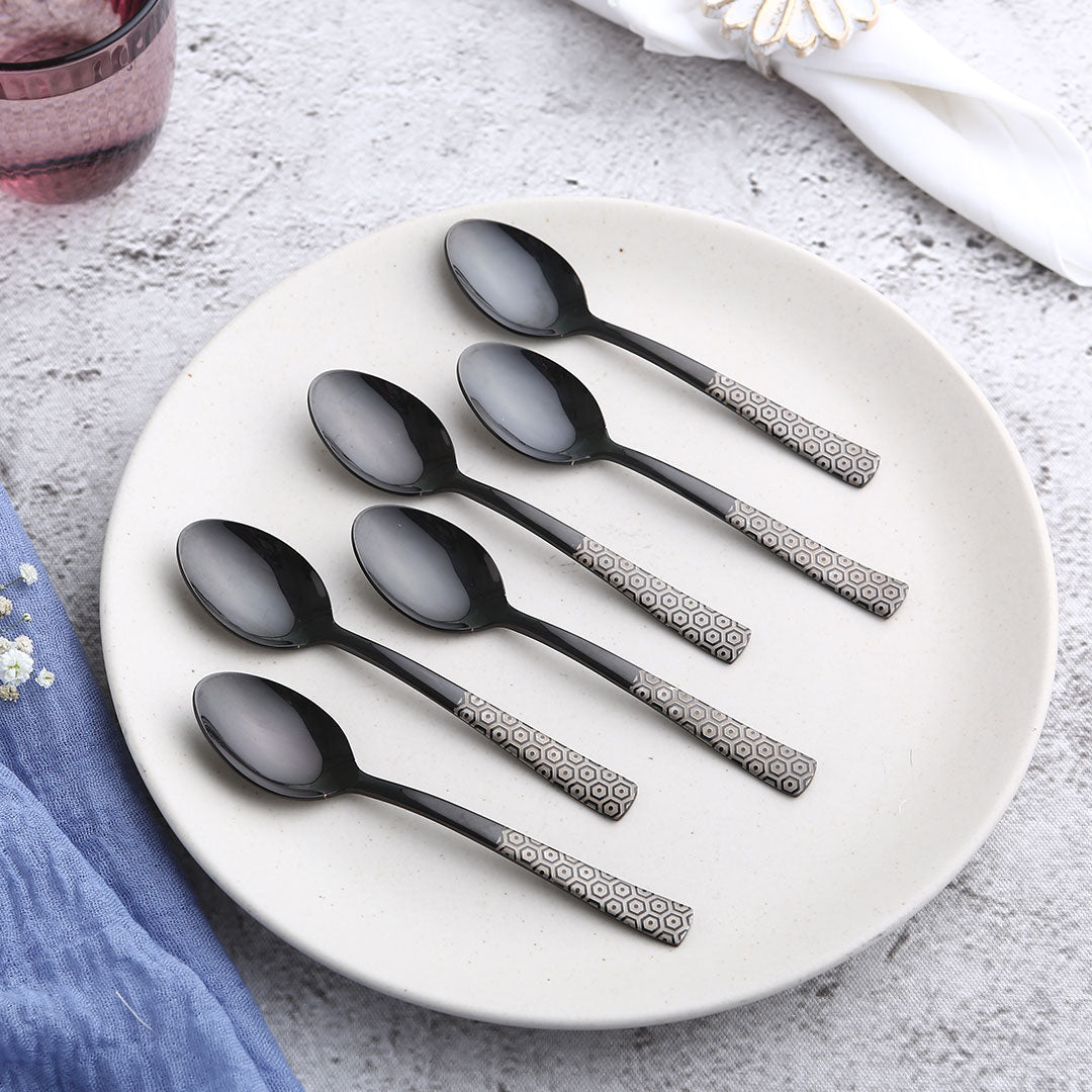 Roma Tea Spoon  - Black - Set of 6pcs