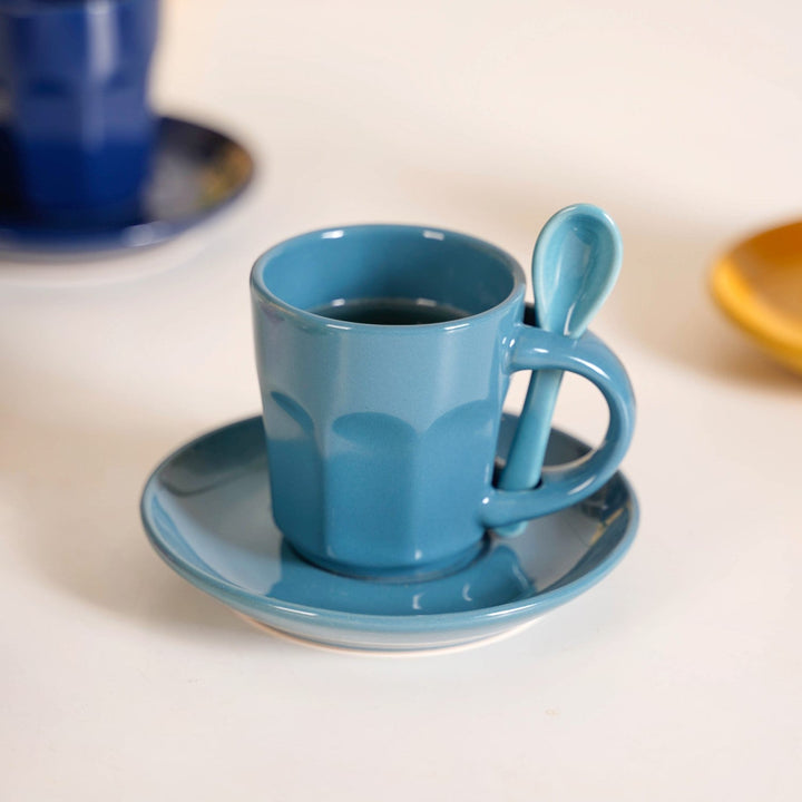 Small Espresso Tea Cup With Saucer And Spoons Set Of 6 Multicolour 100ml