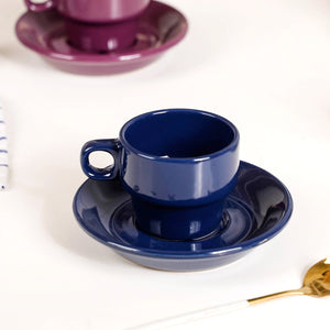 Mini Stackable Tea Cup And Saucer Set Of 4 Multicolour 100ml