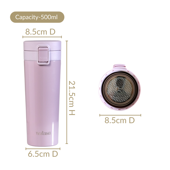 Thermox Vacuum Insulated Water Bottle With Strainer Lilac Mist 500ml