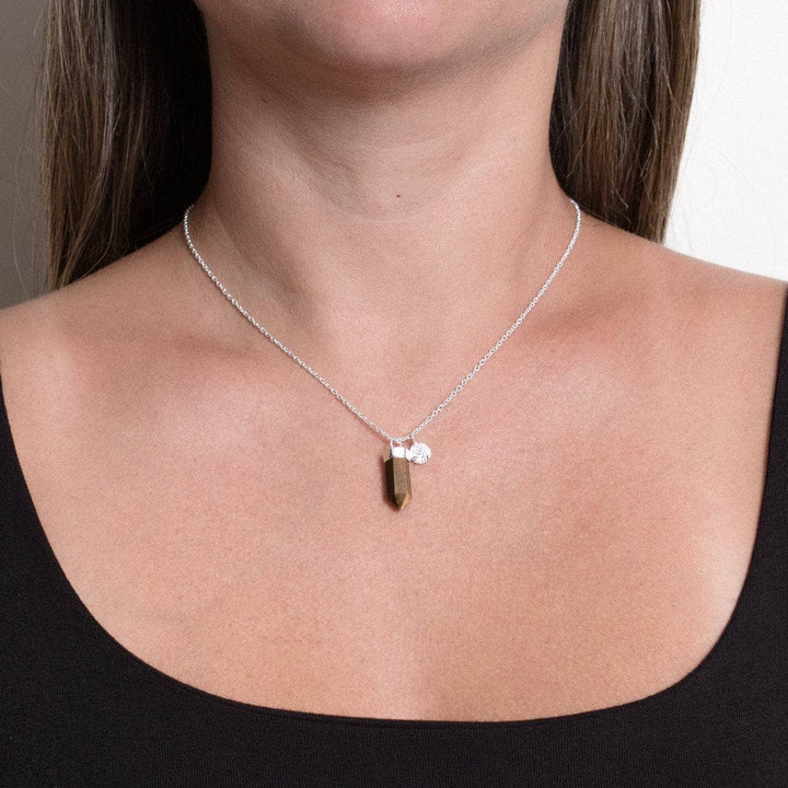 Delicate Tiger Eye Crystal Point Necklace