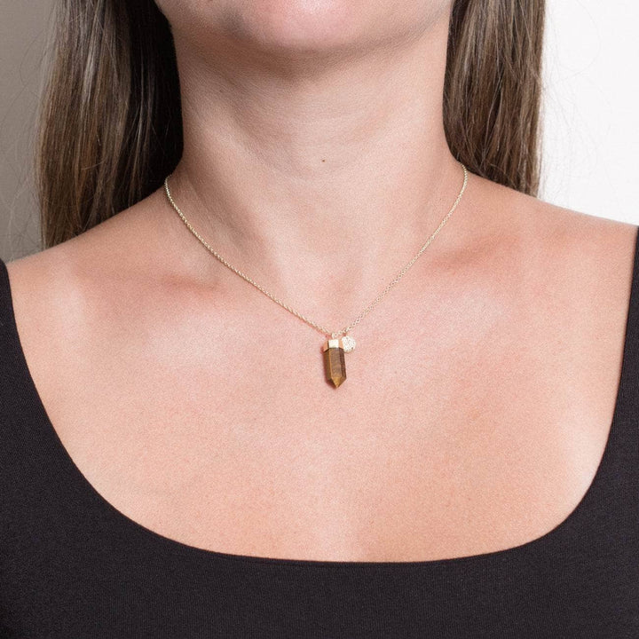 Delicate Tiger Eye Crystal Point Necklace