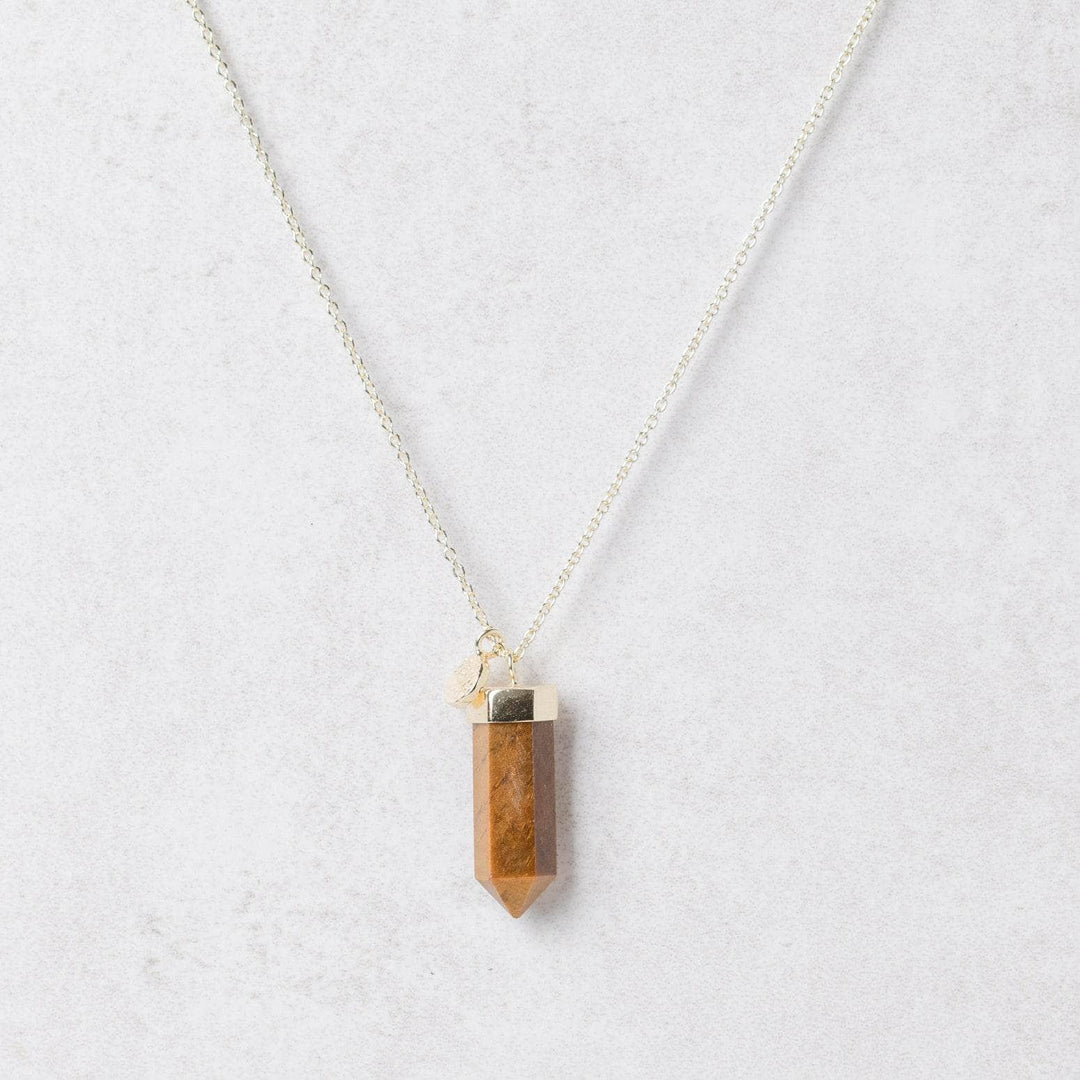 Tiger Eye Crystal Point Necklace