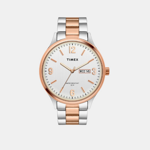 Fashion Men Quartz White Dial Analog Stainless Steel Watch TWEG18423