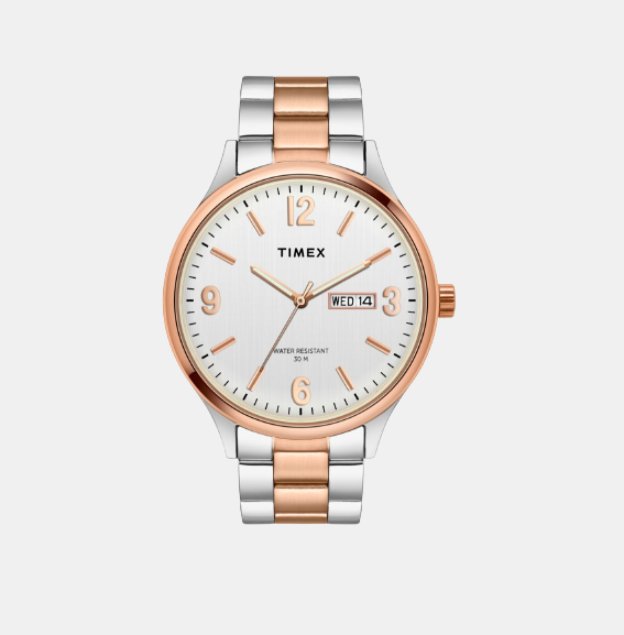 Fashion Men Quartz White Dial Analog Stainless Steel Watch TWEG18423