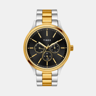 Fashion Men Quartz Black Dial Chronograph Stainless Steel Watch TWEG18425