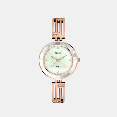 Fria Women Quartz White Dial Analog Brass Watch TWEL16200