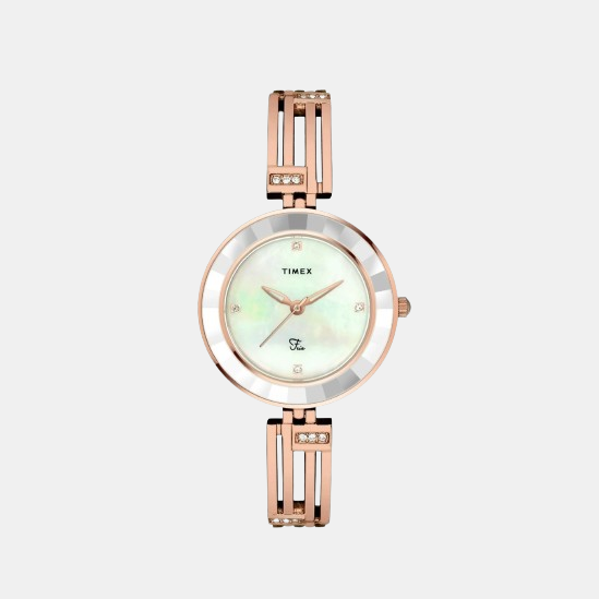 Fria Women Quartz White Dial Analog Brass Watch TWEL16200