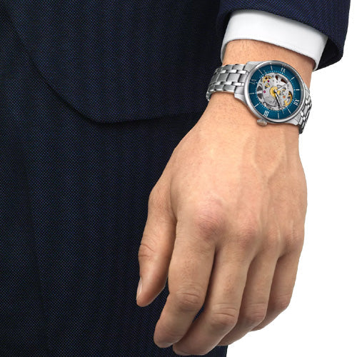 Tissot T-Classic Chemin Des Tourelles Skeleton Blue Dial Men 39mm T1398361104800