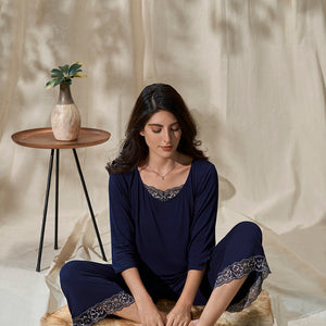 Lace Touch Sleep Top - Midnight