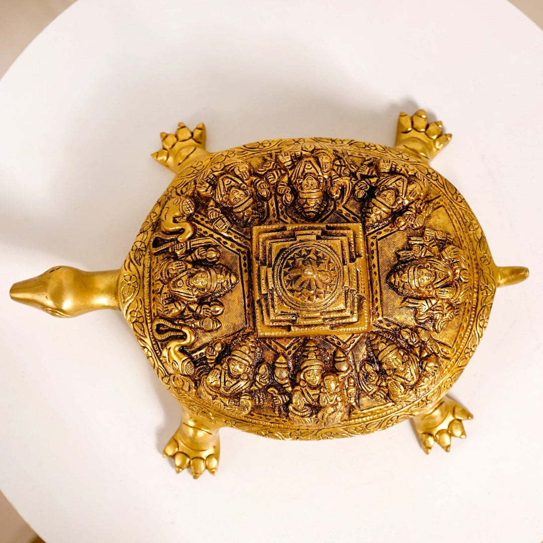 Tortoise With Shree Yantra Brass Statue